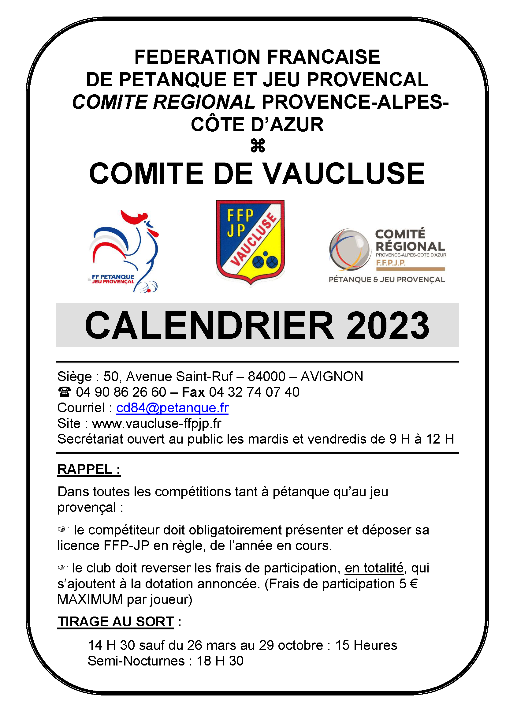 Calendrier 2023