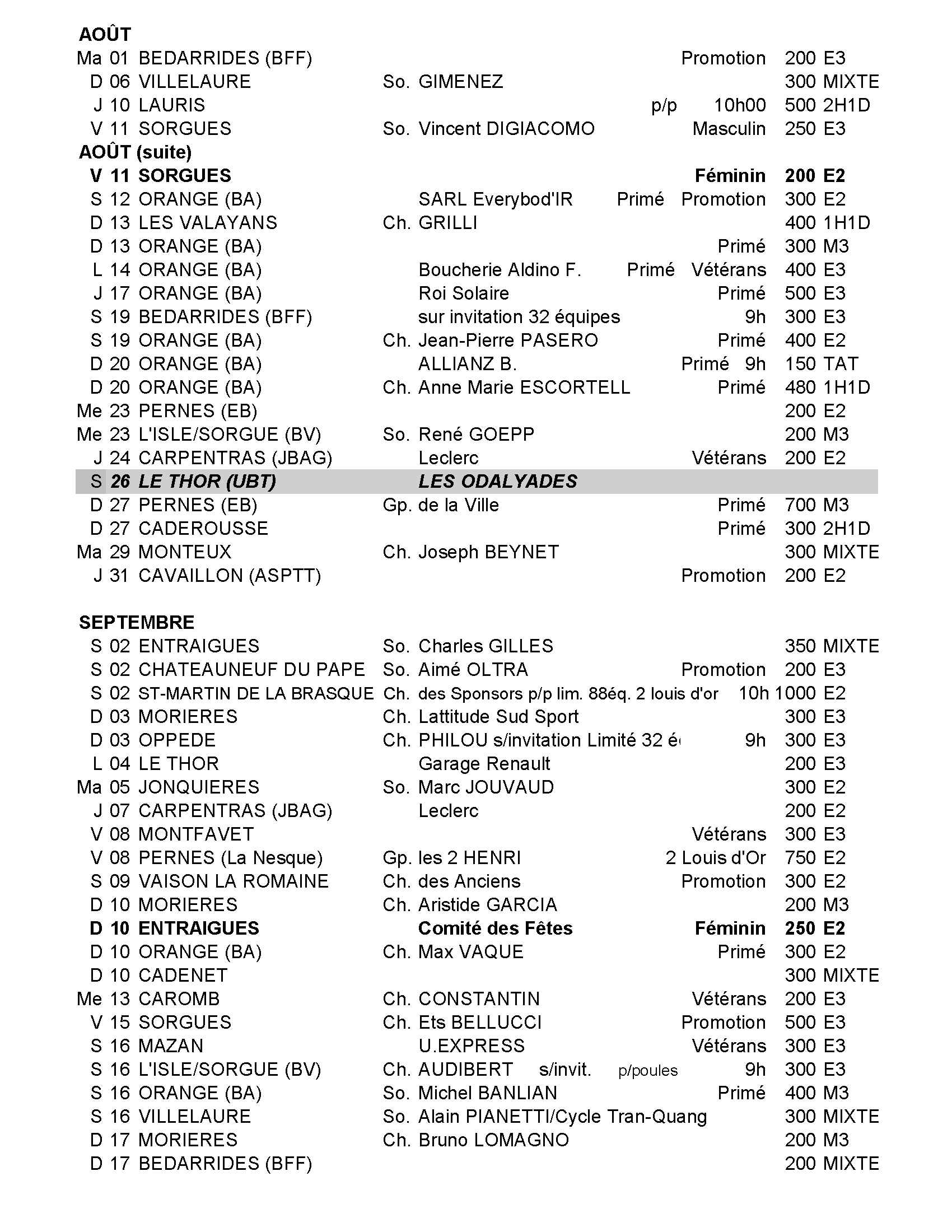 Calendrier Aout Sept